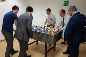 Foosball with the bishopric of the Rome 1st Ward, with Anziano Calvagna.  They are extremely good at foosball!