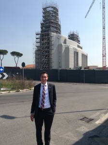 Me in front of the Rome Temple, under construction.