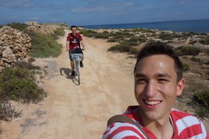 Bike tour selfie with Anziano LaPray. Tràpani, western coast of Sicily