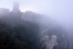Fog shrouds Erice, Sicily