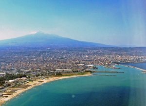Catania Skyline with Mt. Etna (active volcano) in the background