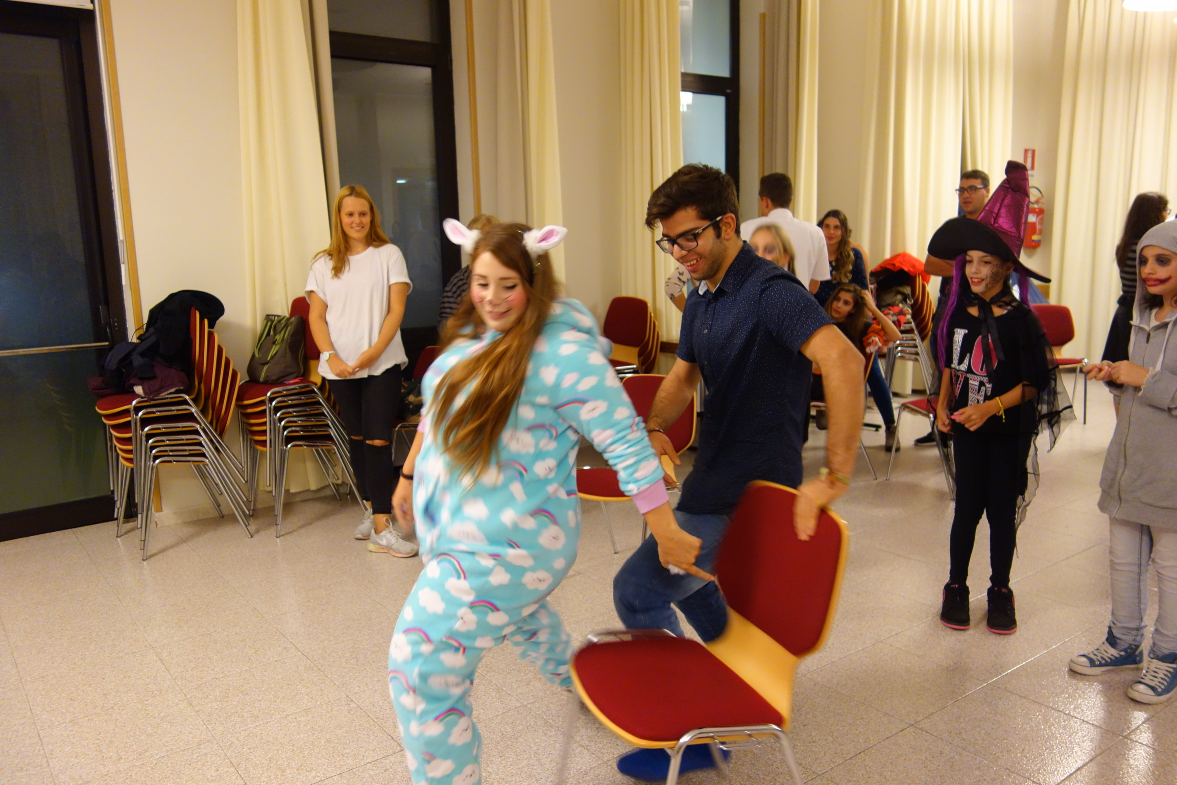 Catania Ward Halloween Party, October, 2016.  Playing musical chairs.
